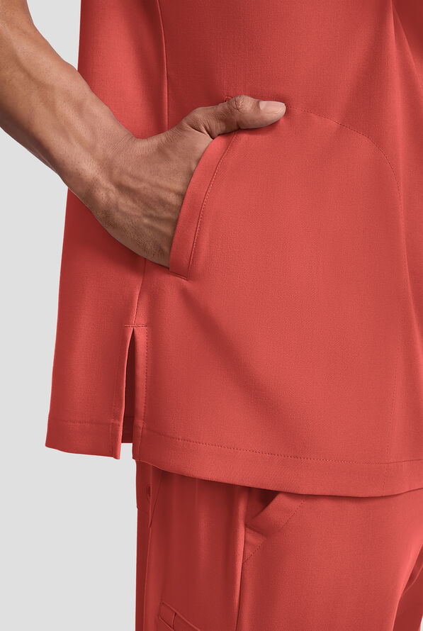 Healing Hands Quest Aidan Men's 3-Pocket STRETCH Shirt Collar Scrub Top - Warm Sunrise - 5