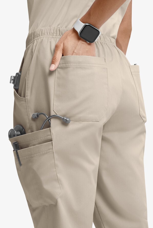 Butter-Soft STRETCH Women&rsquo;s 10-Pocket Mid Rise Straight Leg Scrub Pant - Warm Sand - 2