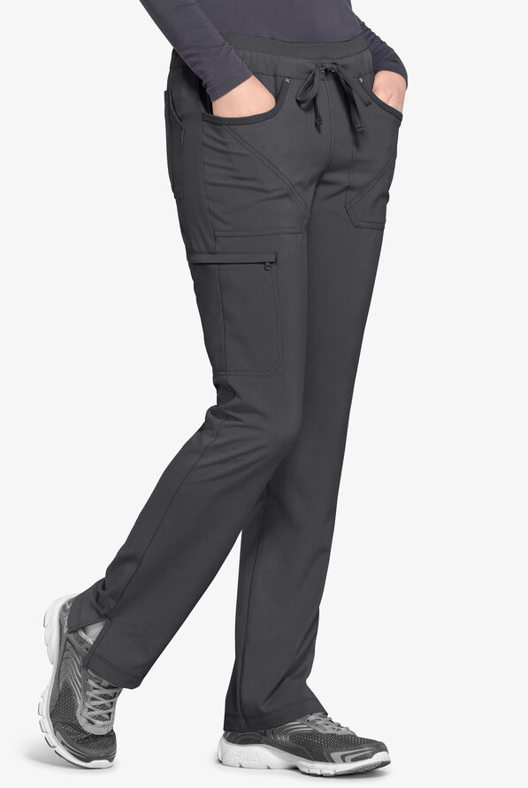 Cherokee iflex Women's 5-Pocket STRETCH Tapered Leg Drawstring Scrub Pants - Pewter - 3