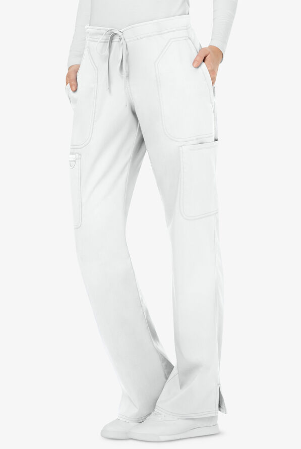 Cherokee Workwear Revolution Women's 5-Pocket STRETCH Drawstring Cargo Scrub Pants - Petite - White - 1