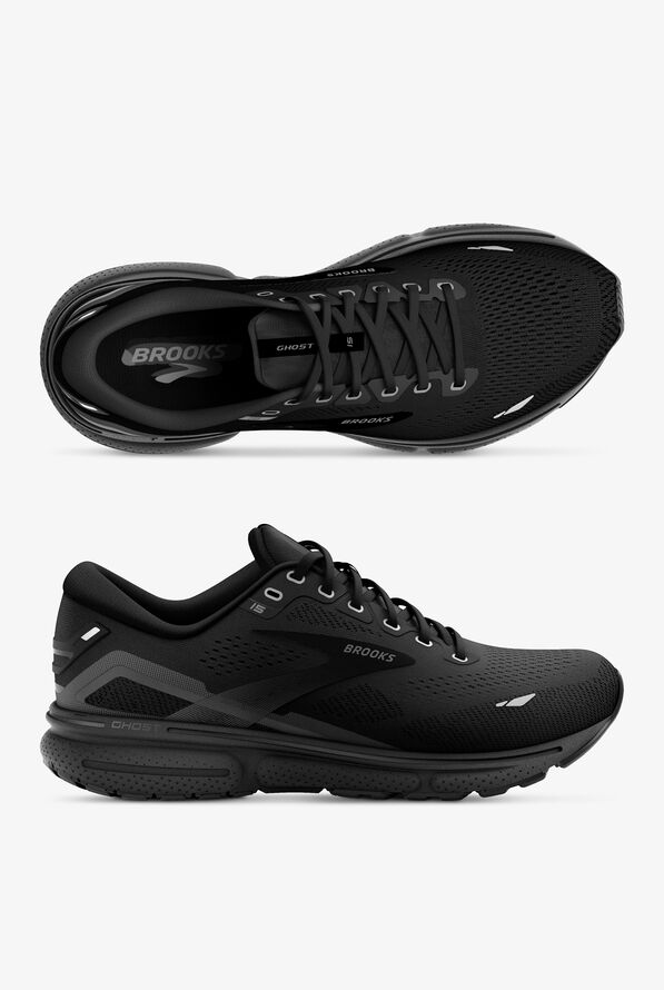 Brooks Men's Ghost 15 Black Athletic Lace Up Nursing Shoes - Black - 1