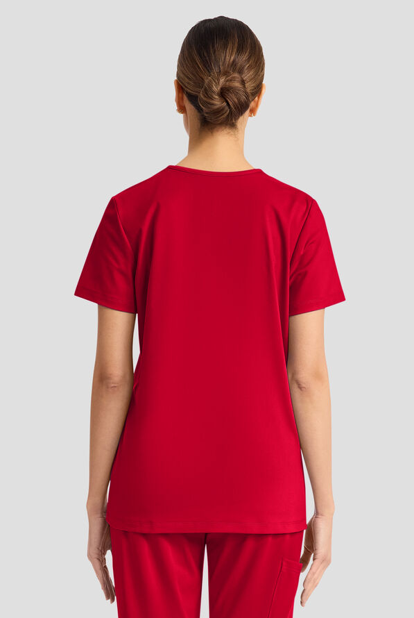 Cherokee Achieve Women's 1-Pocket Tuck in V-Neck Scrub Top - Red - 3