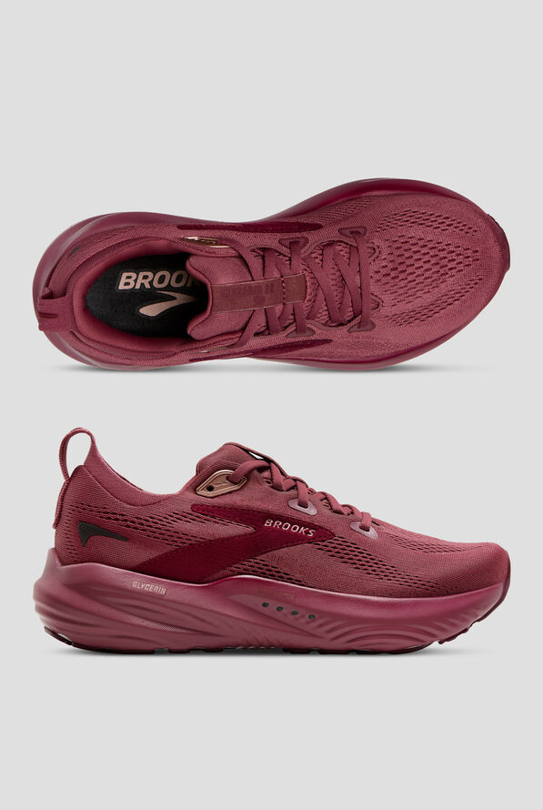 Brooks Women's Glycerin 22 Berry/Burgundy/Rose Athletic Lace Up Nursing Shoes - null - 1