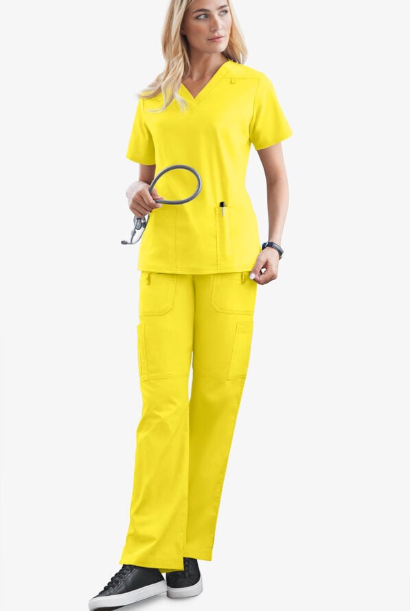 Pantal&oacute;n m&eacute;dico Butter-Soft STRETCH con cord&oacute;n y 10 bolsillos para mujer - Bright Daffodil - 2