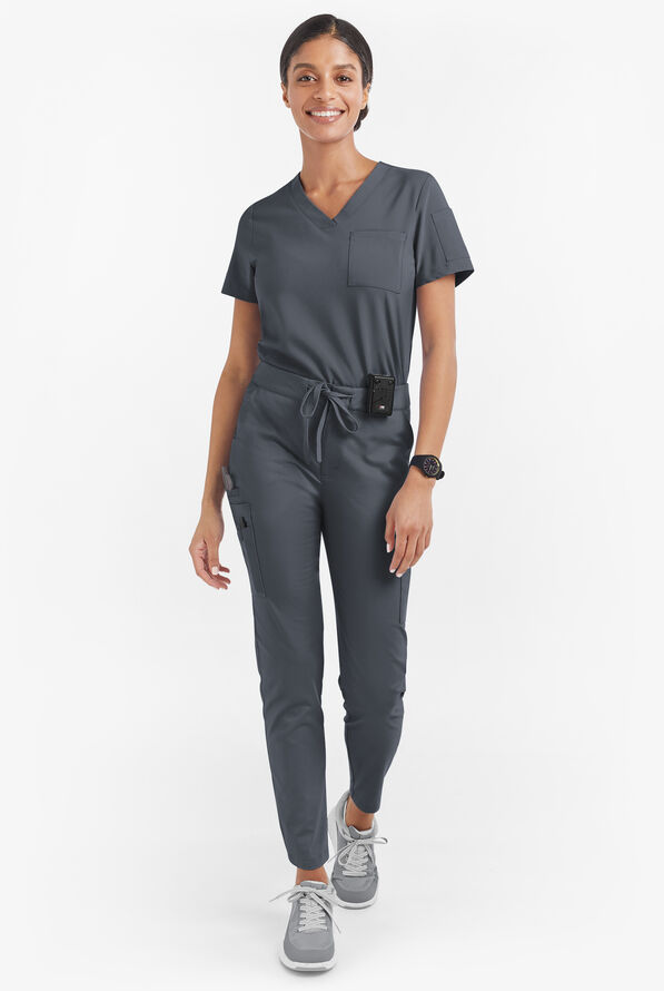 Butter-Soft STRETCH Women's 10-Pocket Slim Cargo Scrub Pants - Pewter - 2