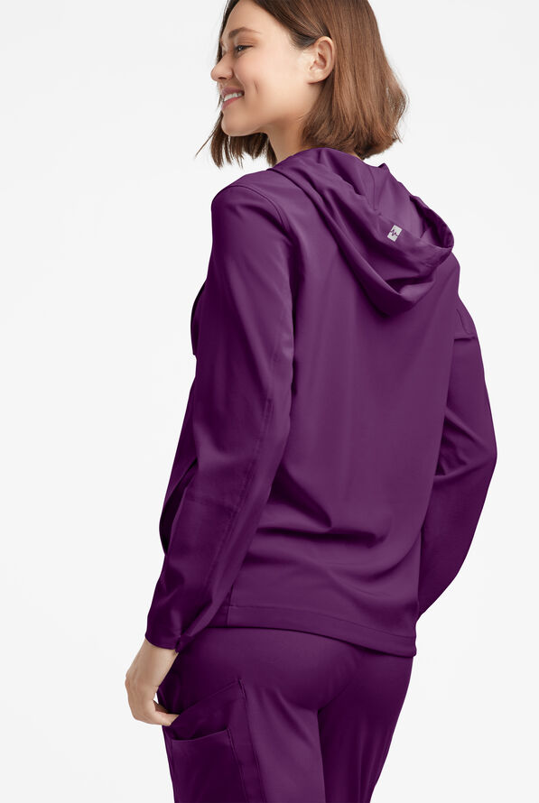 Easy STRETCH Billie Women’s 4-Pocket Pullover Scrub Hoodie - Eggplant - 3