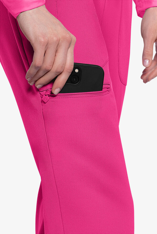 Med Couture Amp Women's 6-Pocket STRETCH Jogger Scrub Pant - Pink Power - 2