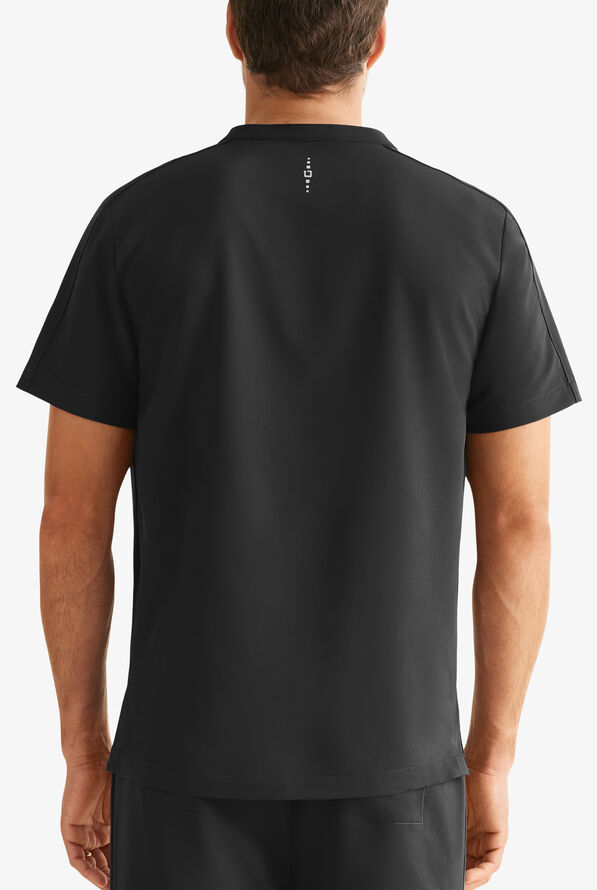 360 by Healing Hands Shane Men's 1-Pocket STRETCH Henley Scrub Top - Black - 2