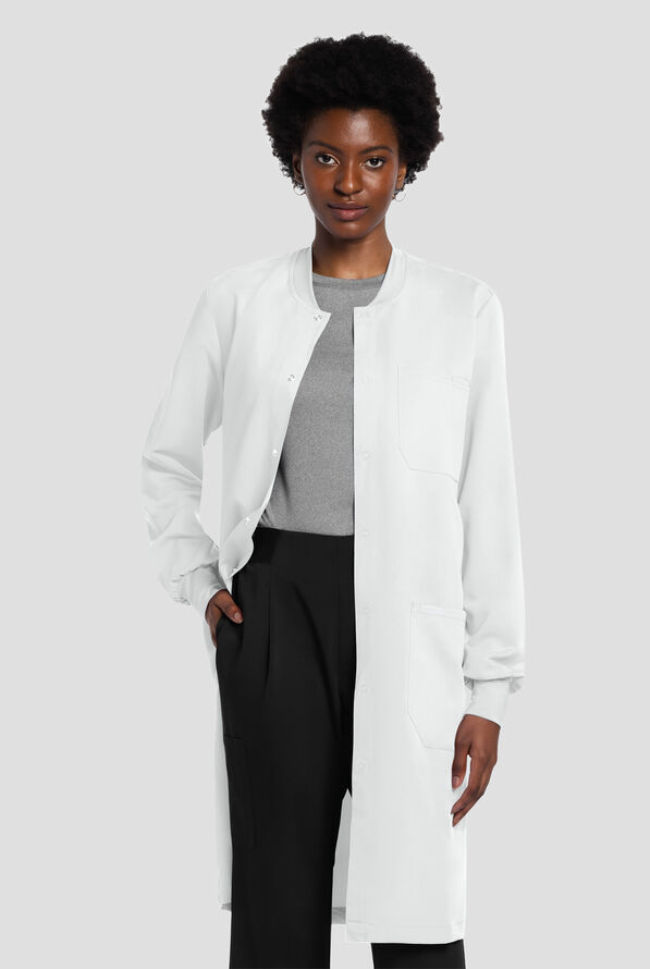 Cherokee Project Lab 40" Snap Front Lab Coat - White - 3