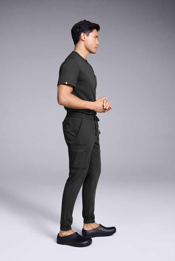 Hypothesis S-R Shift Ready Men’s 1-Pocket Tuck-In Crew Neck Scrub Top - Jet Black - 3