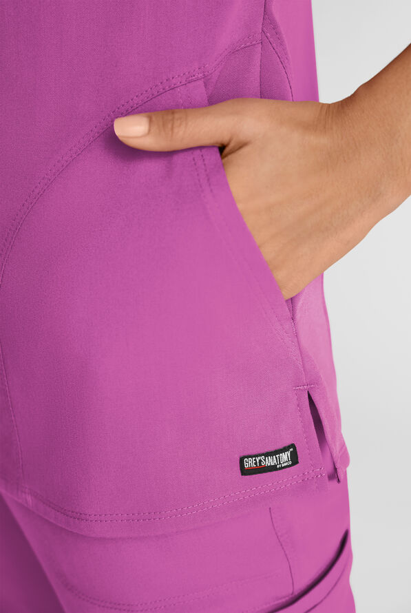 Grey's Anatomy by Barco Emerge Brylyn Women's 2-Pocket STRETCH Dolman Sleeve V-Neck Scrub Top - Mystic Orchid - 3