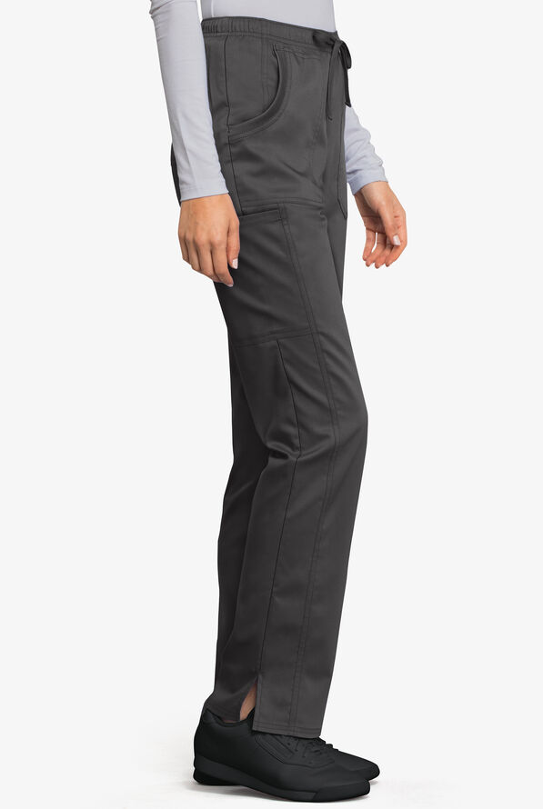 Cherokee Workwear Revolution Tech Women's 4-Pocket STRETCH Drawstring Scrub Pants - Pewter - 3