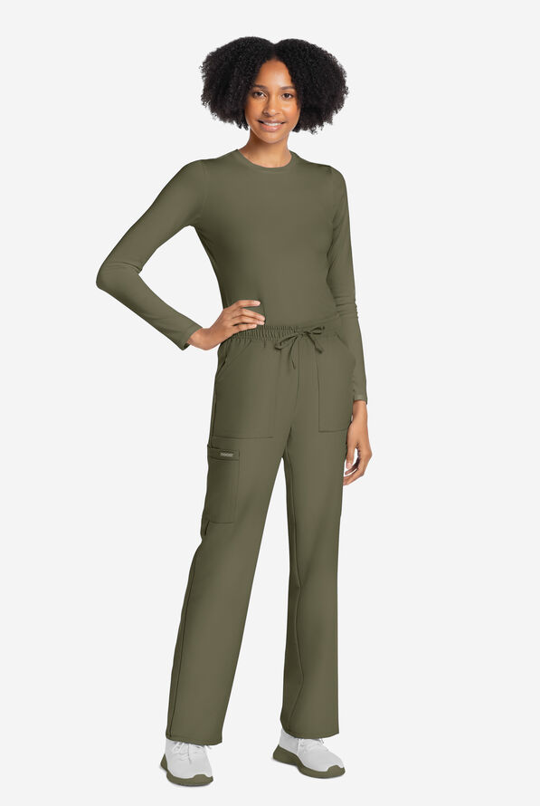 Cherokee Workwear Originals Ultra Women's 4-Pocket Drawstring Cargo Scrub Pants - Olive - 5