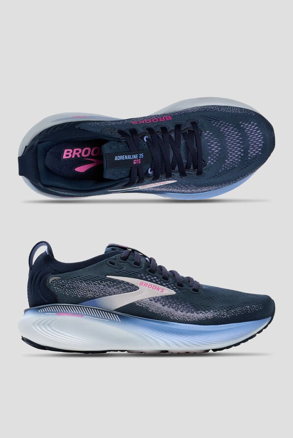 Brooks Women's Adrenaline GTS 25 Spellbound/Blazing Bell/Pink Athletic Lace Up Shoes - null - 1