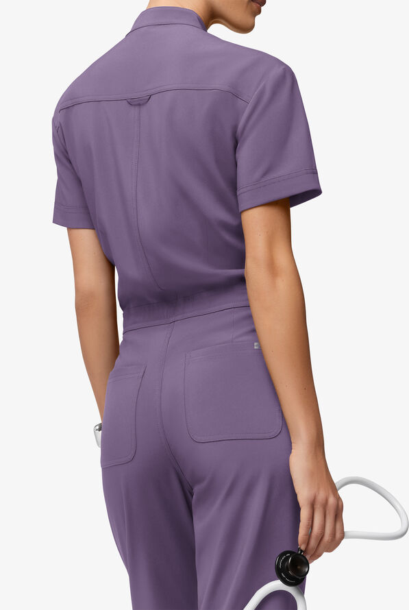 Easy STRETCH Allie Women's 6-Pocket Short Sleeve Jumpsuit - Purple Dusk - 5