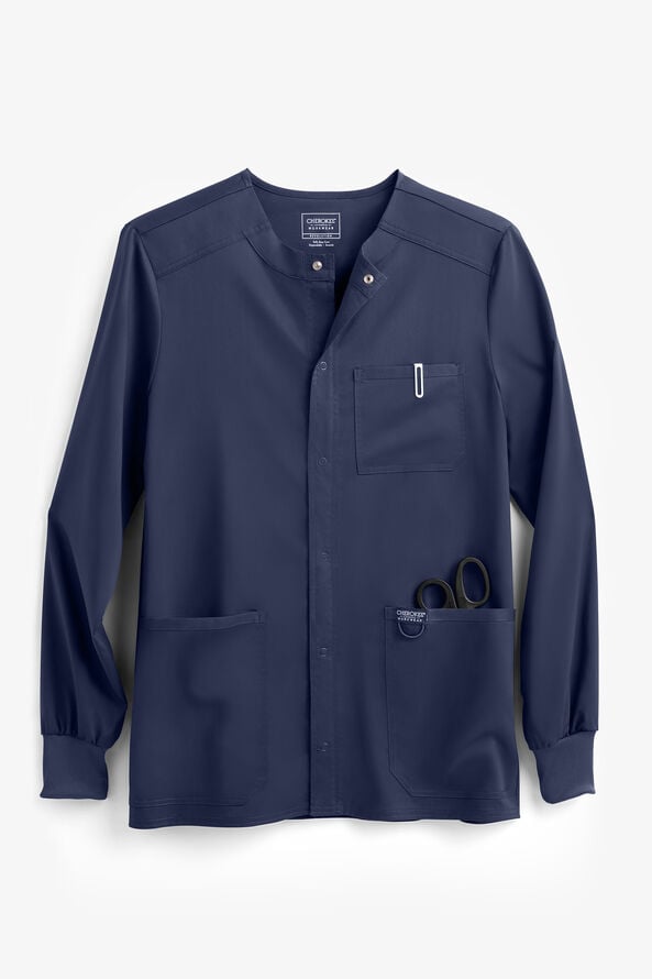 Workwear Revolution Men's Snap Front Scrub Jacket, Stretch Scrubs