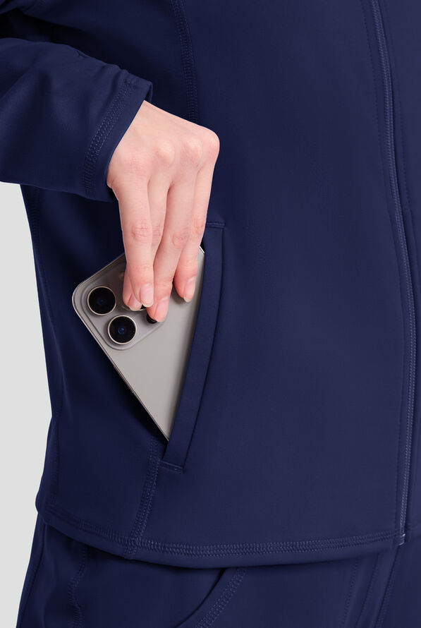 Chaqueta m&eacute;dica Med Couture Amp Knit STRETCH con cremallera y 2 bolsillos para mujer - Navy - 6