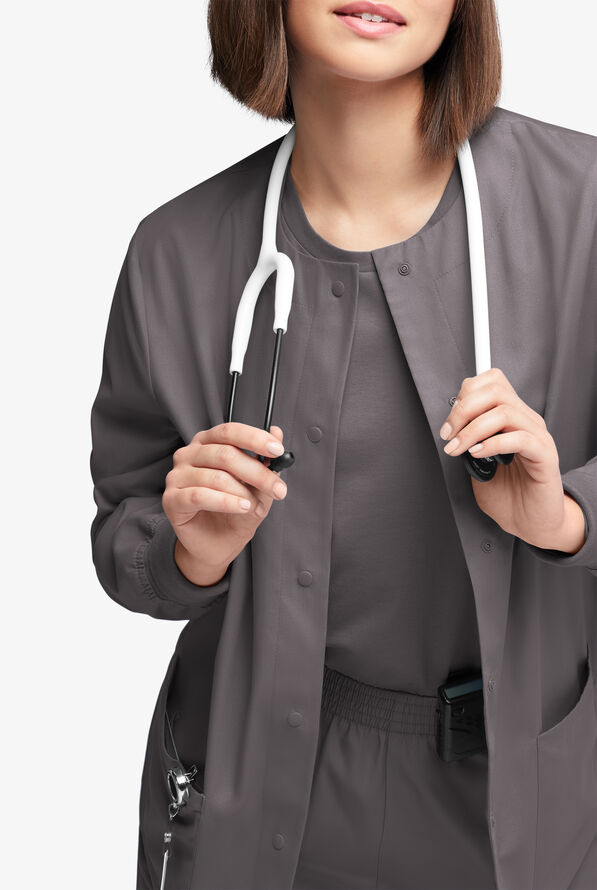 Chaqueta médica abrigada Butter-Soft Originals con 3 bolsillos para mujer - Grey Stone - 3