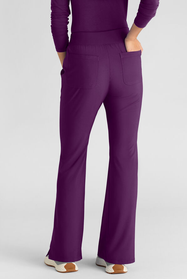 Easy STRETCH Sydney Women's Flare Leg Scrub Pants &ndash; 2-Piece Jumpsuit Bottom - Eggplant - 5