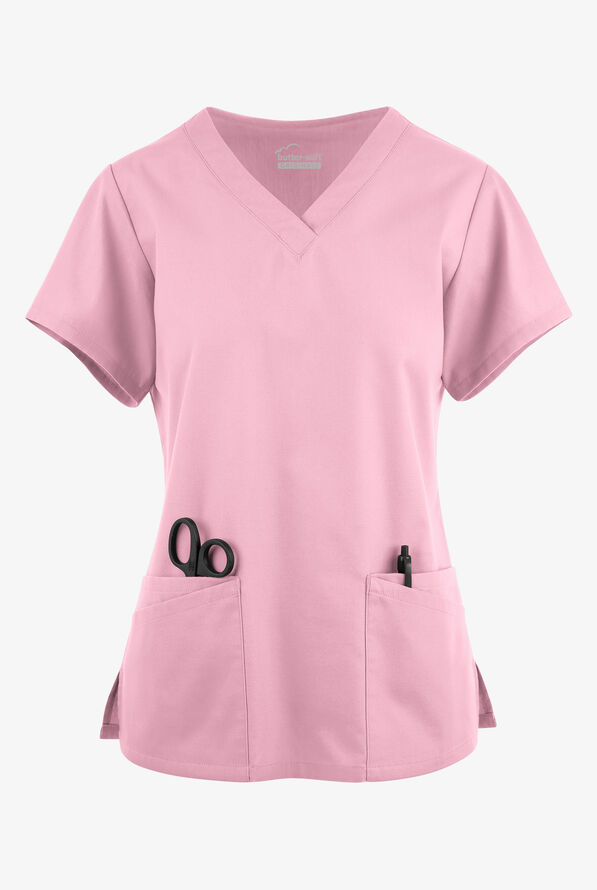 Butter-Soft Originals Women's 6-Pocket V-Neck Scrub Top - Blush - 1