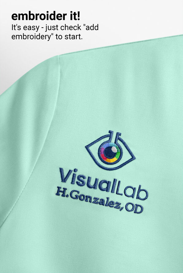 Butter-Soft Women's 5-Pocket Zipper Neck Short Sleeve Scrub Top **Slightly IRREGULAR** - Beachside Blue - 9