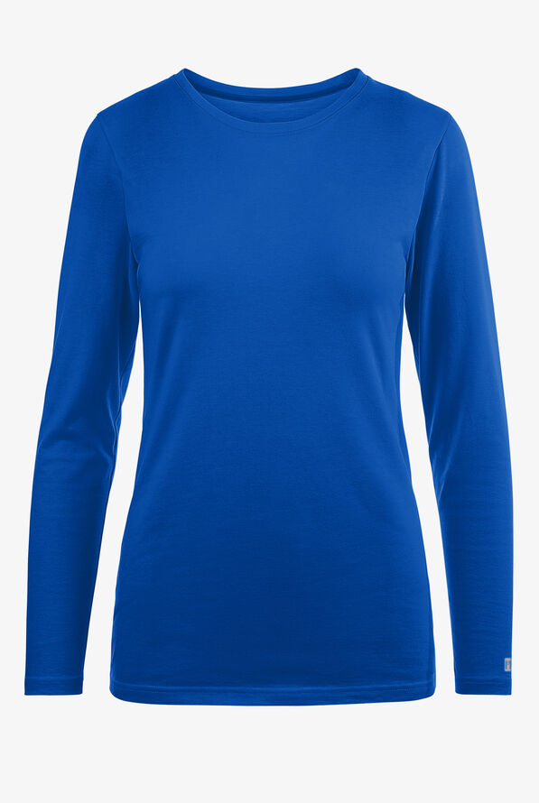 Camiseta médica Maevn Matrix STRETCH rica en algodón con mangas largas para mujer - Royal - 1