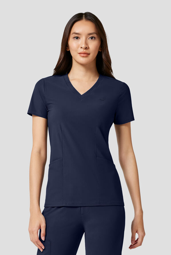 Blusa m&eacute;dica Infinity PURSUIT STRETCH con cuello en V y 2 bolsillos para mujer - Navy - 2