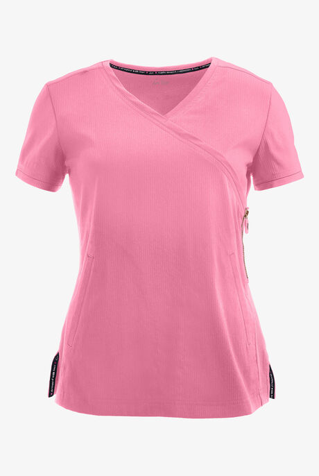 koi Lite™ Philosophy Women's 3-Pocket Mock Wrap Side Zipper Scrub Top