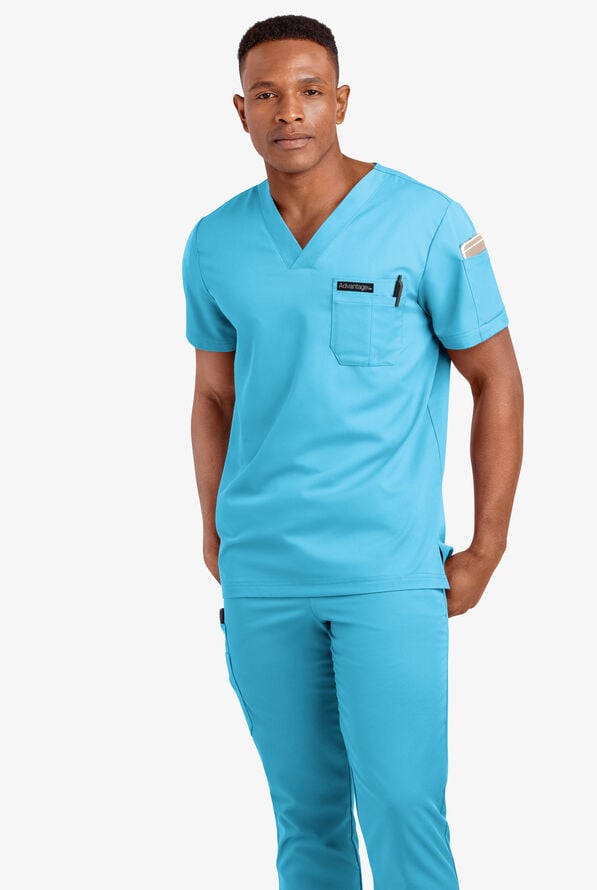 Camisa m&eacute;dica UA Advantage STRETCH con cuello en V y 2 bolsillos para hombre  - Turquoise - 2