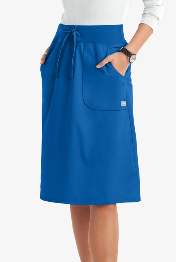 Butter-Soft STRETCH Women's 2-Pocket Drawstring Scrub Skirt - Royal - 1