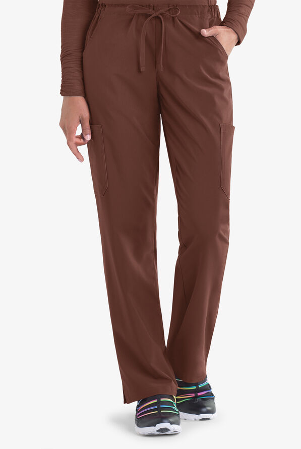 Pantal&oacute;n m&eacute;dico Easy STRETCH Petite Eden con cord&oacute;n y 4 bolsillos para mujer - Double Espresso - 1
