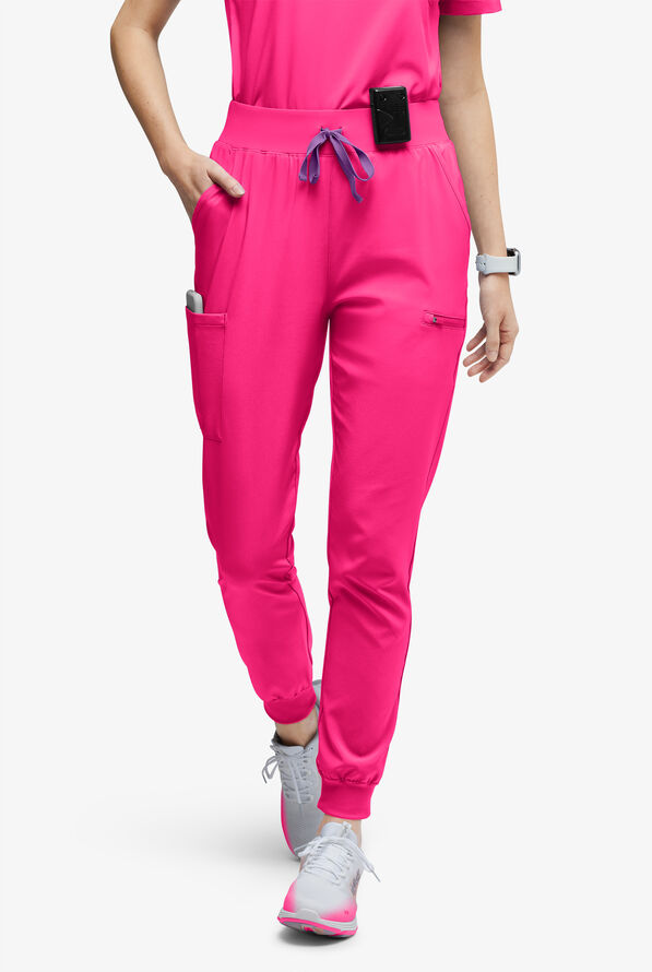 Easy STRETCH Olivia Women's 7-Pocket Slim Leg Jogger Scrub Pants - Reactive Pink - 1