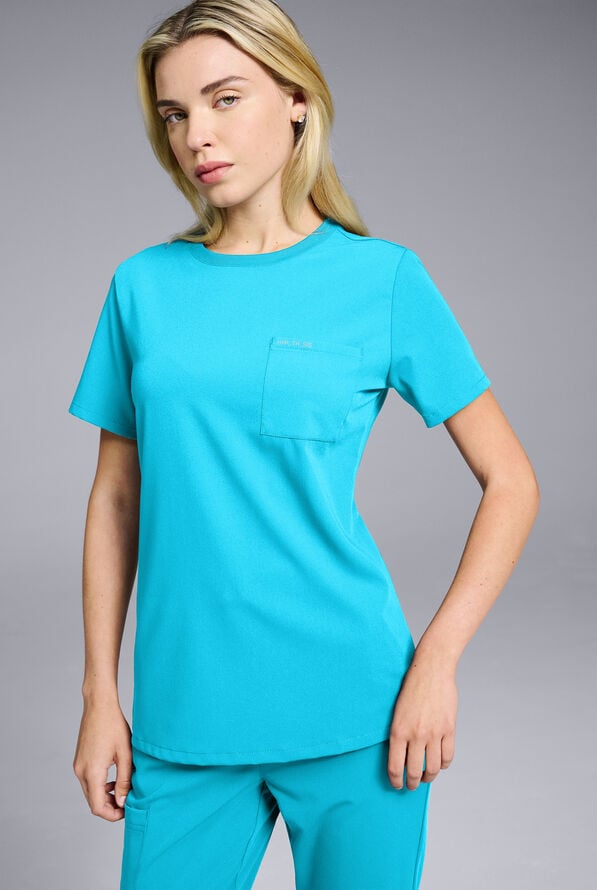 Hypothesis Women's Base Crew-Neck Tuck-In Scrub Top - Turquoise - 2