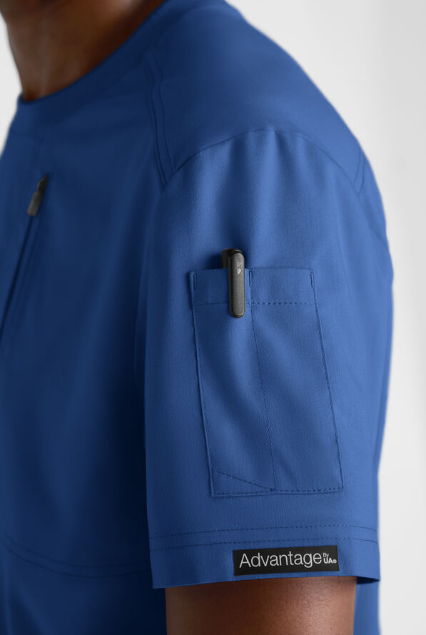 Advantage STRETCH Men's 3-Pocket Crew Neck Scrub Top - Royal - 3