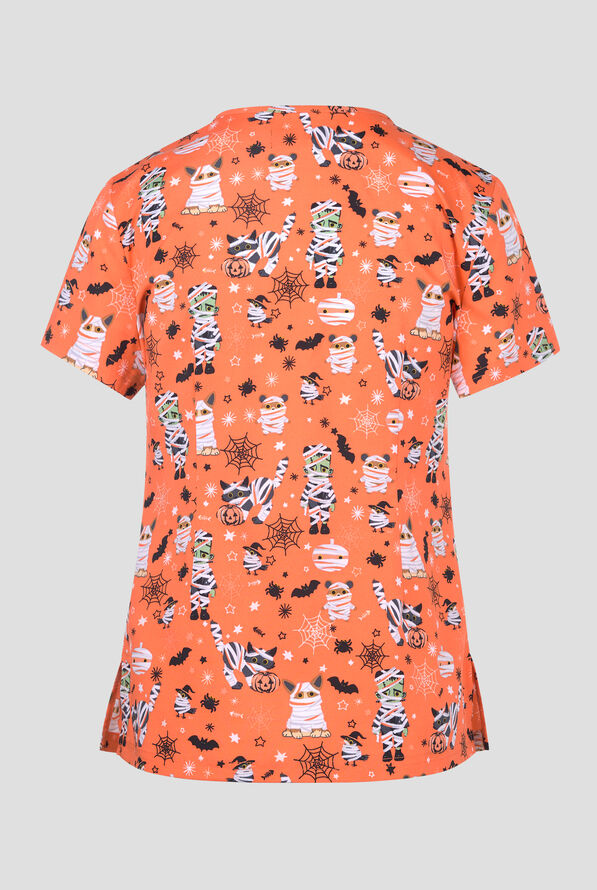 koi Basics Wrapped Up Women's 2-Pocket STRETCH V-Neck Print Scrub Top - null - 2