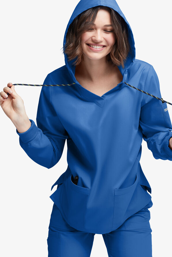 Strictly Scrubs Women's 5-Pocket Long Sleeve Pullover Hoodie - Royal - 3