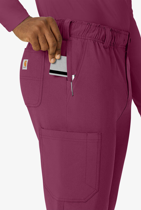 Carhartt Cross-Flex Men's 8-Pocket STRETCH Utility Cargo Scrub Pants - Wine - 3