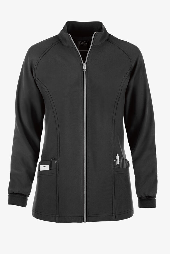 Easy STRETCH Zadie Women's 4-Pocket Raglan Scrub Jacket - Onyx Black - 1