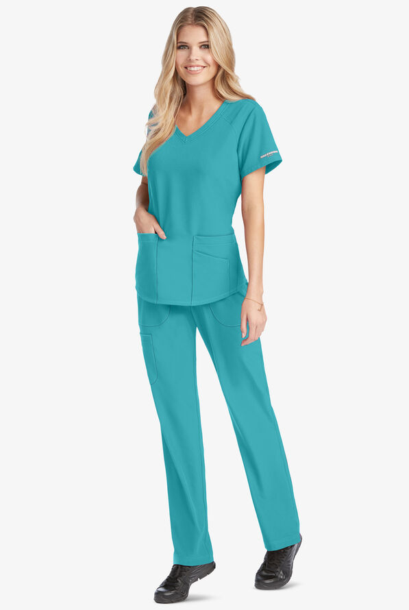 Skechers by Barco Breeze Women's 3-Pocket STRETCH V-Neck Scrub Top - Teal - 2