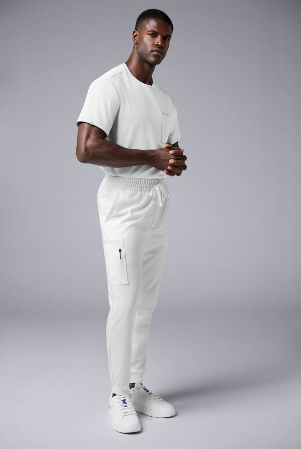 Hypothesis S-R Shift Ready Men's 8-Pocket Cargo Jogger Scrub Pant - White - 2