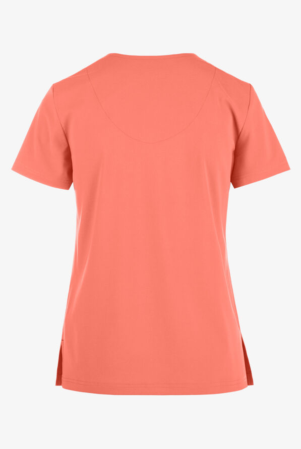 koi Basics Becca Women's 4-Pocket STRETCH V-Neck Scrub Top - Coral - 3
