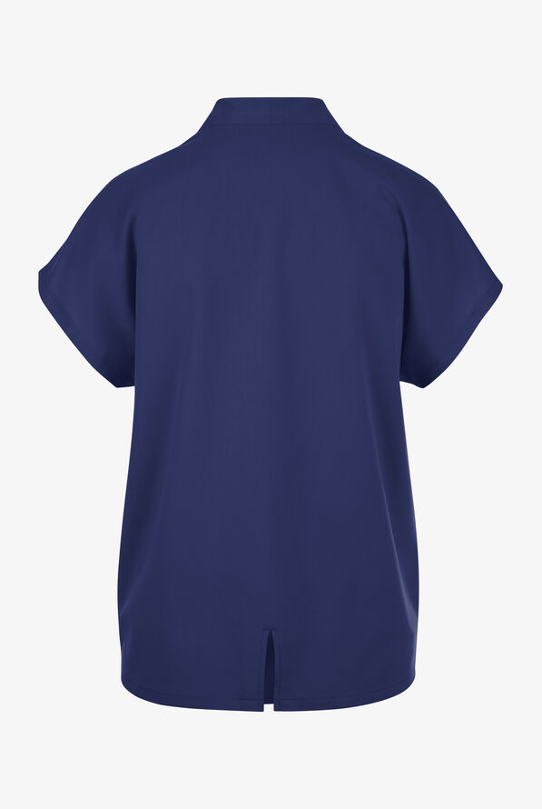 Cherokee Atmos Women's 1-Pocket STRETCH Dolman Sleeve Tuck In V-Neck Scrub Top - Navy - 2
