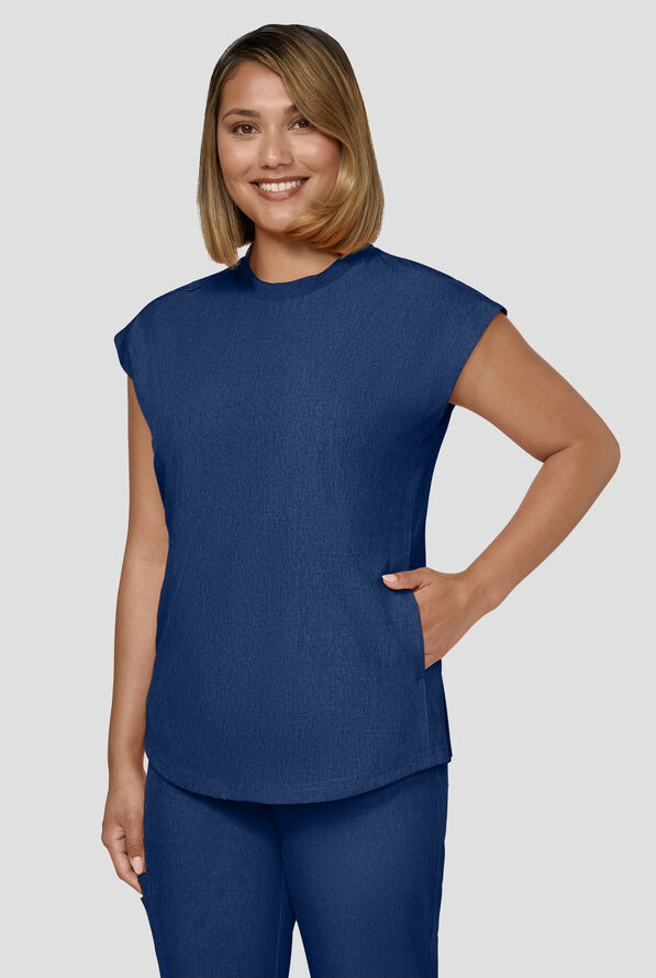 koi Basics Kenley Women's STRETCH 3-Pocket Dolman Sleeve Crew Neck Scrub Top - Navy - 2