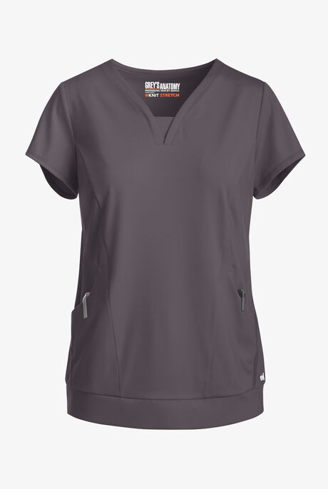 Grey's Anatomy by Barco Knit STRETCH Motivate Women's 2-Pocket Banded V-Neck Scrub Top