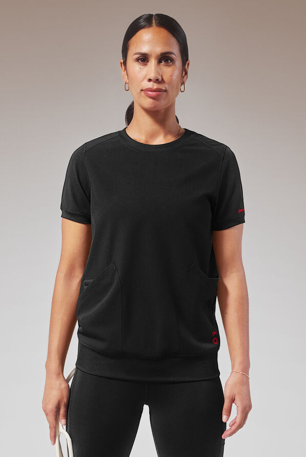 Blusa médica Hypothesis (RED) Kentica con cuello redondo y 4 bolsillos para mujer - Jet Black - 1