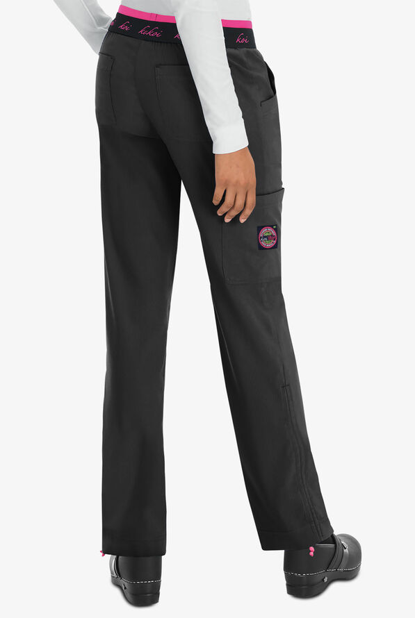 koi Lite™ Spirit Women's 5-Pocket Elastic Waist Slim Fit Scrub Pants - Petite - Black - 2