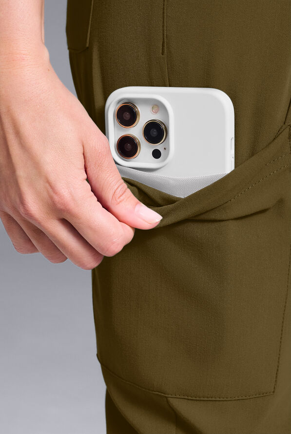 Hypothesis Women's Base 6-Pocket Jogger Scrub Pant - Petite - Dark Moss - 5