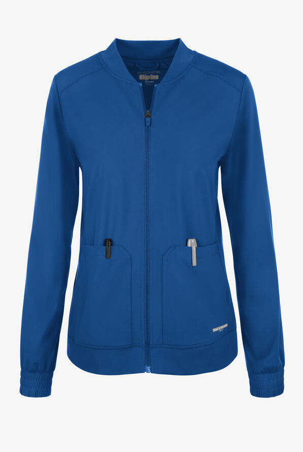 Skechers by Barco Slip-ins Contour Women's 3-Pocket STRETCH Zip Front Scrub Jacket - Royal - 1
