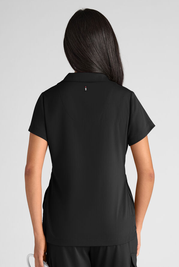 Grey's Anatomy by Barco Emerge Emery Women's 3-Pocket STRETCH Collar V-Neck Scrub Top - Black - 3