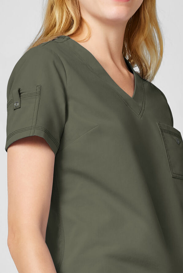 Dickies Forge Women's 2-Pocket Tuck-In V-Neck Scrub Top - Olive - 2